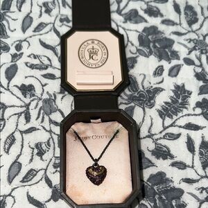 Vintage Juicy Couture Black and Purple Heart Necklace